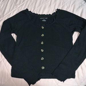 AE Black Button Up Top